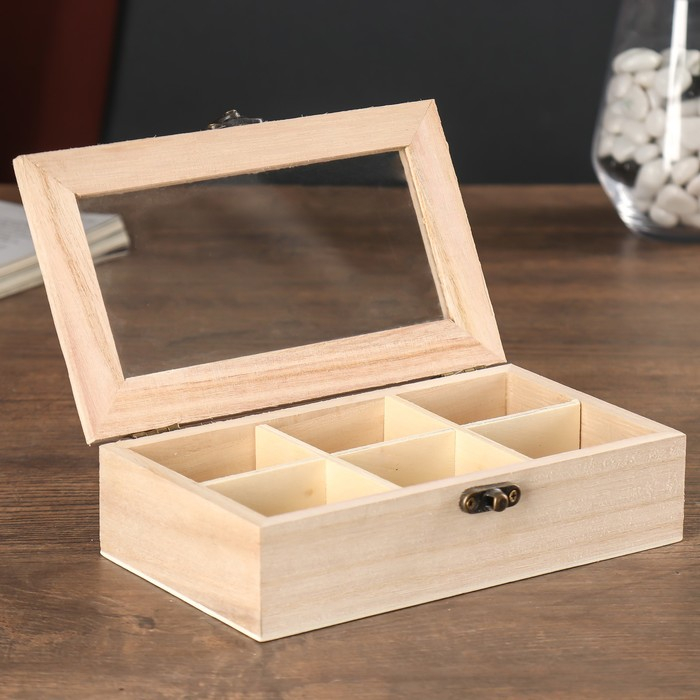 Шкатулка дерево для росписи для мелочей со стеклянной вставкой 17х10х4,5 см Шкатулка дерево для росписи для мелочей со стеклянной вставкой 17х10х4,5 см