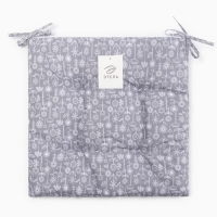 Сидушка на стул Этель "Цветы" цв. grey, 40х40 см, 100% п/э
