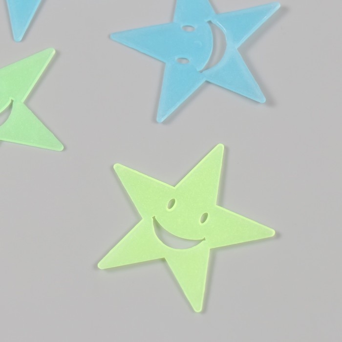 Наклейка фосфорная пластик Наклейка фосфорная пластик "Звезды-смайлы" набор 15 шт 17х12 см