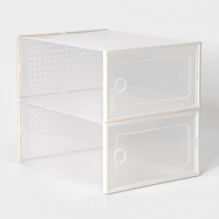 Коробка для хранения обуви с дверцей Доляна Middle size, 24&times;33&times;14 см, 2 шт