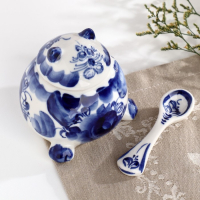 Солонка &laquo;Кот&raquo;, гжель