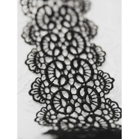Кружево гипюровое, 65 мм &times; 6,8 &plusmn; 0,5 м, цвет чёрный