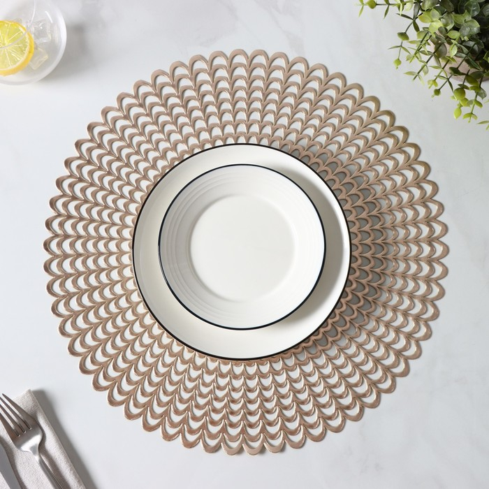 Салфетки сервировочные на стол Доляна &laquo;Солнечная&raquo;, d=38 см, 4 шт, цвет золотой