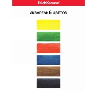 Акварель 6 цветов, ErichKrause Standard, без кисти, пластиковая коробка, европодвес