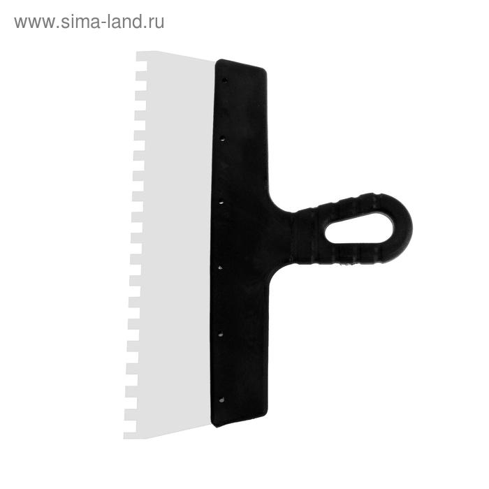 Шпатель зубчатый ЛОМ, 300 мм, зуб 8 мм, нержавеющая сталь