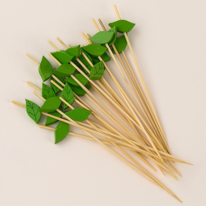 Шпажки для канапе &laquo;Листья&raquo; набор 24 шт., цвет зелёный