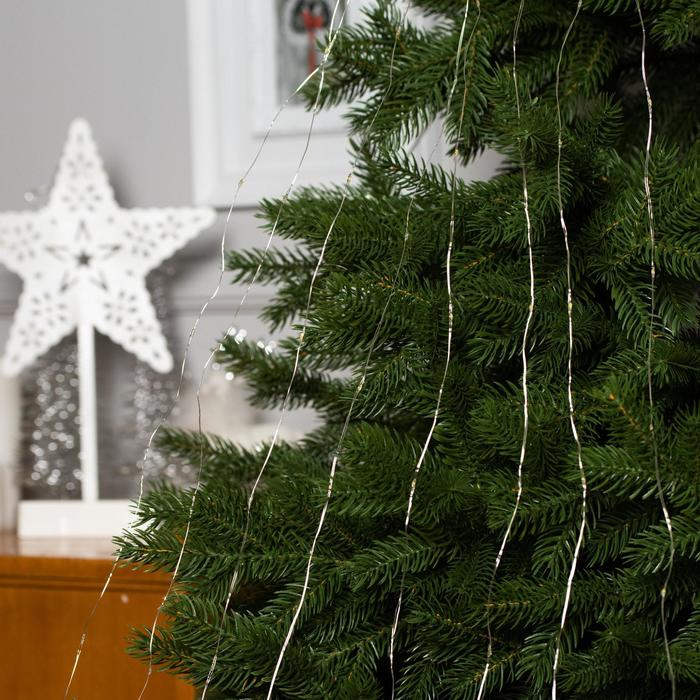 Гирлянда &laquo;Конский хвост&raquo; 8 нитей по 2 м, IP20, серебристая нить, 160 LED, свечение тёплое белое, USB