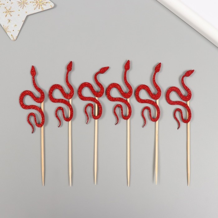 Новогодний топпер для творчества "Красная змея" 12.5 см (Новогодний набор 6 шт)