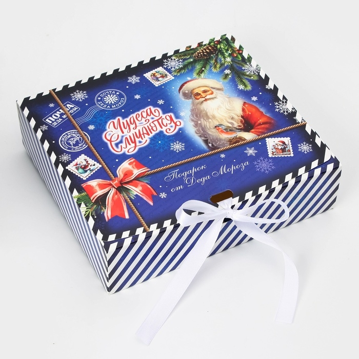 Новый год. Коробка подарочная новогодняя складная, упаковка, &laquo;Чудеса случаются&raquo;, 20 &times; 18 &times; 5 см .