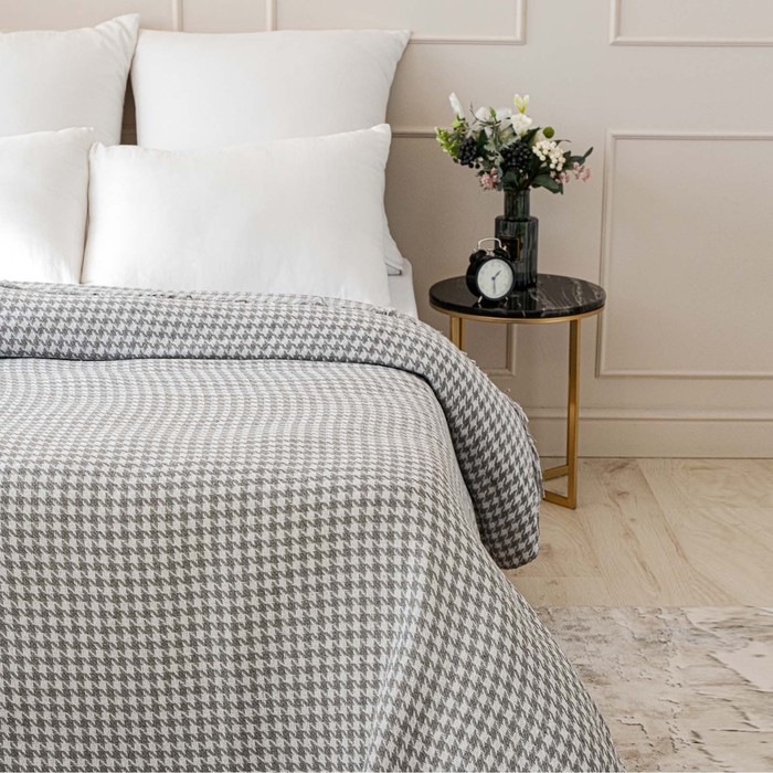 Плед Римский 140х200см, серый, хл80%, пэ20%, 320г/м