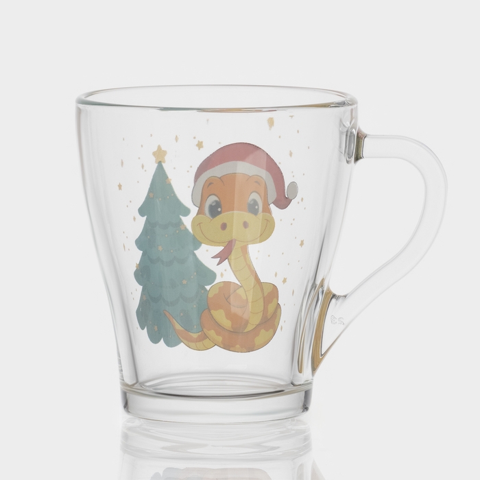 Кружка стеклянная кофейная &laquo;Новогодние змейки&raquo;, 250 мл, МИКС