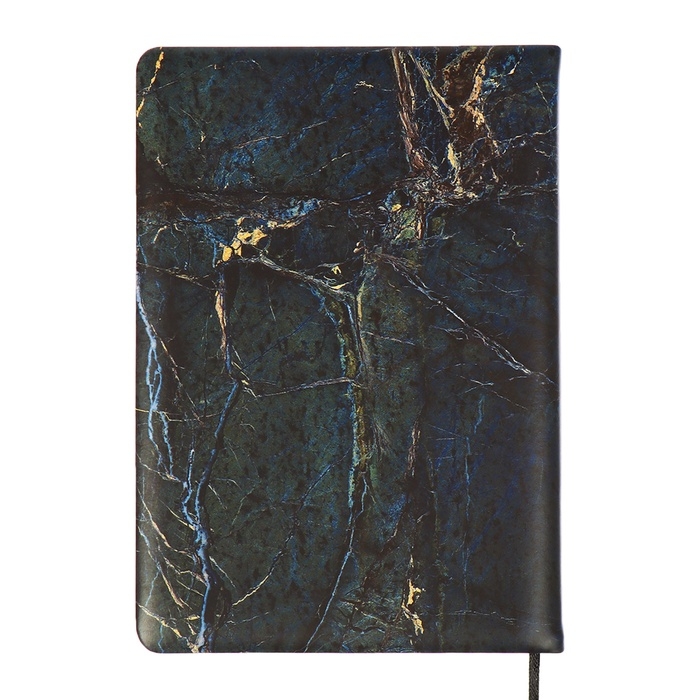 Ежедневник недатированный A5 136 листов, кожзам deVENTE. Marble, твердая обложка с поролоном, перфорация, ляссе, блок 70, черный