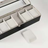 Шкатулка кожзам под часы 6 отделений "Чёрная" 9,5х30,5х8 см Шкатулка кожзам под часы 6 отделений "Чёрная" 9,5х30,5х8 см