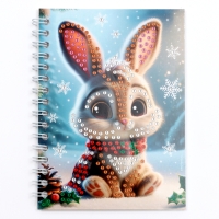 Алмазная мозаика с частичным заполнением для детей на блокноте &laquo;Новогодний Зайка&raquo;, 11 х 15 см, 48 листов