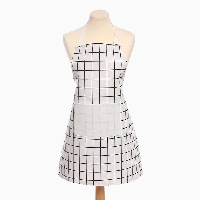 Фартук Экономь и Я Клетка.цвет светло-серый 56*70&plusmn;4см, 100% хл, рогожка