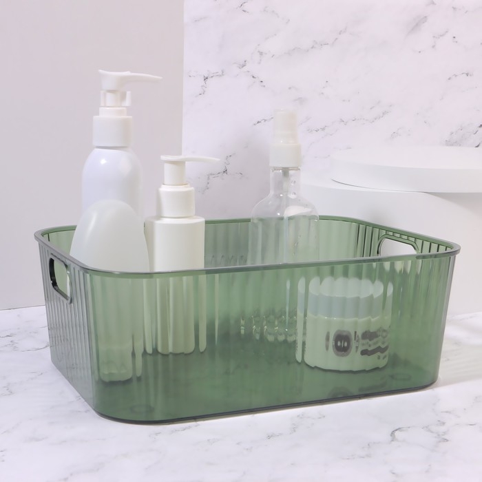 Органайзер для хранения маникюрных/косметических принадлежностей &laquo;GREEN&raquo;, 24,5 &times; 18 &times; 8,5 см, цвет полупрозрачный/зелёный