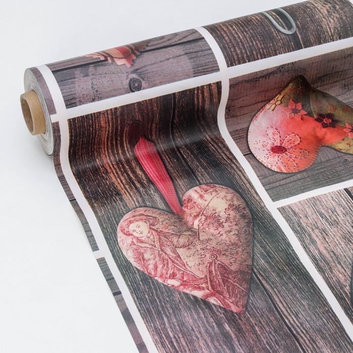 Клеёнка на стол на тканевой основе Доляна &laquo;Сердца&raquo;, рулон 20 метров, ширина 137 см, общая толщина 0,22 мм