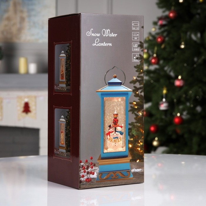 Светодиодная фигура &laquo;Фонарь с Дедом Морозом&raquo; 10.5 &times; 26 &times; 10.5 см, пластик, батарейки ААх3 (не в комплекте), USB, свечение тёплое белое