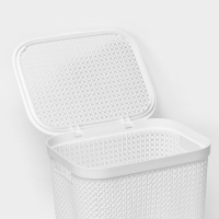 Корзина бельевая с крышкой &laquo;Пирула&raquo;, 55 л, 42&times;34&times;54 см, цвет белый