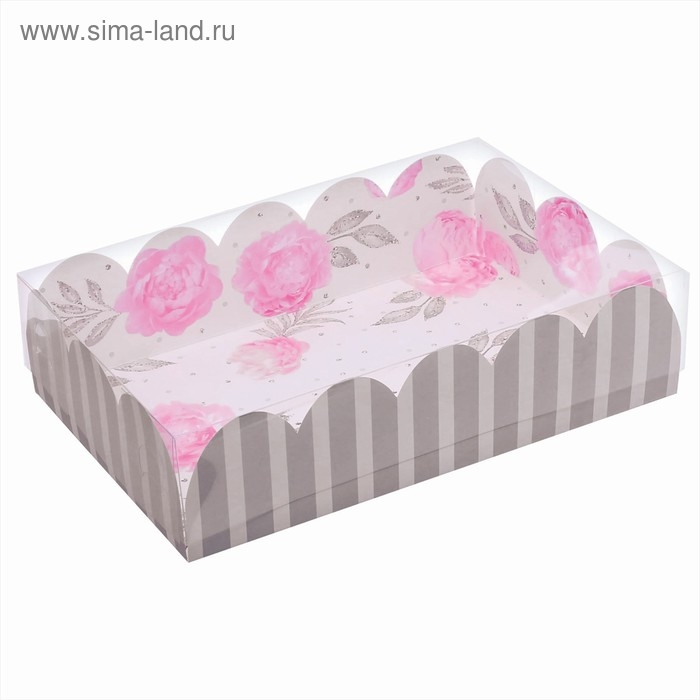Коробка для печенья, кондитерская упаковка с PVC крышкой, &laquo;Нежность&raquo;, 20 х 30 х 8 см