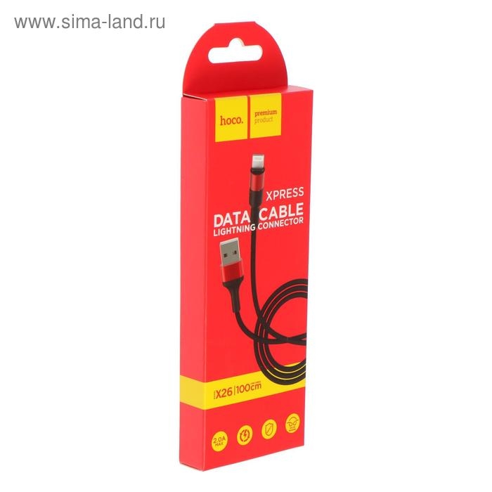 Кабель Hoco X26, Lightning - USB, 2 А, 1 м, чёрно-красный Кабель Hoco X26, Lightning - USB, 2 А, 1 м, чёрно-красный