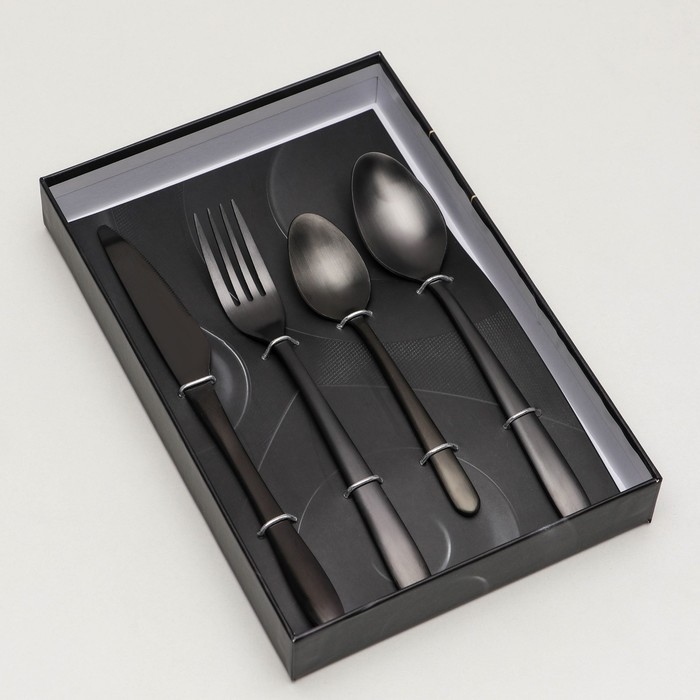 Набор столовых приборов Magistro Tradition, 4 предмета, цвет чёрный Набор столовых приборов Magistro Tradition, 4 предмета, цвет чёрный