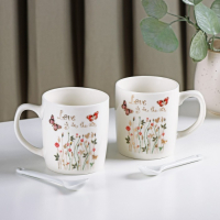 Набор кружек керамических с ложками &laquo;Весна&raquo;, 2 предмета: 200 мл, рисунок МИКС