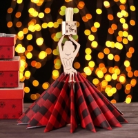 Салфетница деревянная &laquo;Вечерний наряд&raquo;, с подставкой под зубочистки, 25&times;13&times;13 см