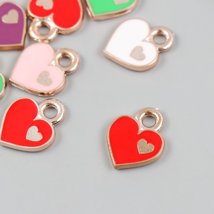 Декор для творчества пластик под металл Декор для творчества пластик под металл "Сердце в сердце" МИКС набор 10 шт 0,2х1,5х1,9 см