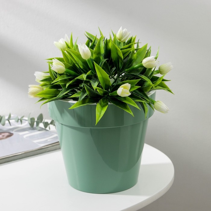 Кашпо для цветов со вставкой &laquo;Порто&raquo;, 2,4 л, цвет нефритовый