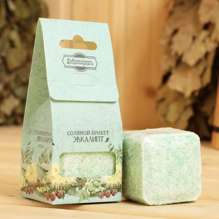 Соляной брикет куб Соляной брикет куб "Эвкалипт" 200 г "Добропаровъ"