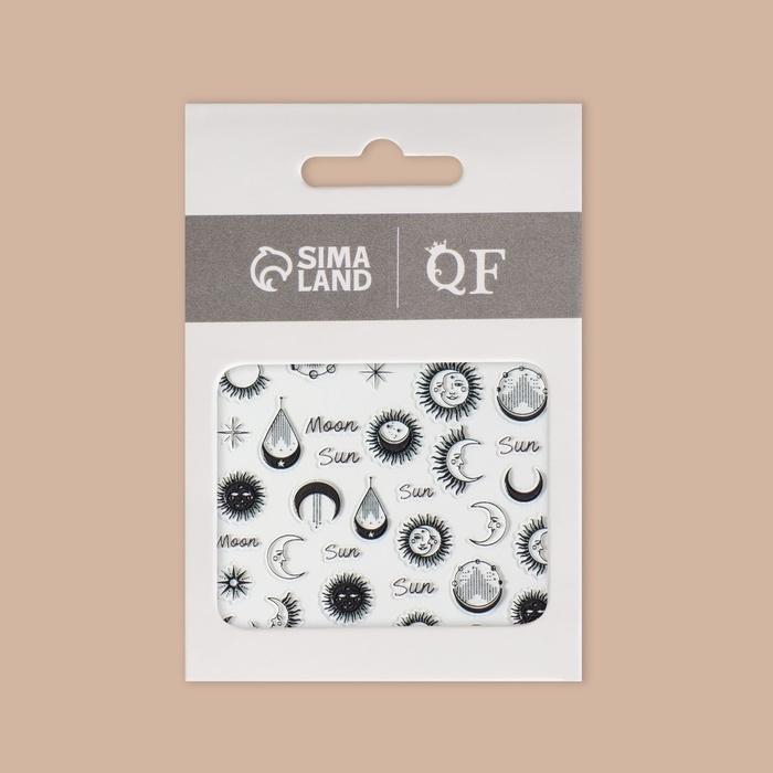 Наклейки для ногтей «MOON», объёмные, цвет чёрный Наклейки для ногтей «MOON», объёмные, цвет чёрный