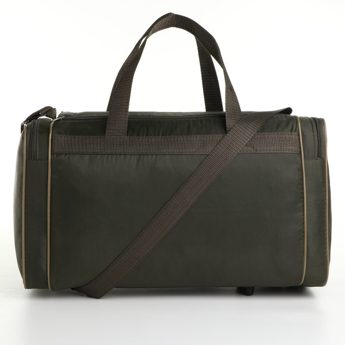 Сумка спортивная мужская на молнии, 3 наружных кармана, средний размер, цвет зелёный