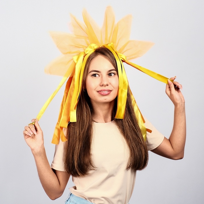 Карнавальный ободок &laquo;Лучистое солнце&raquo;, цвет жёлто-оранжевый