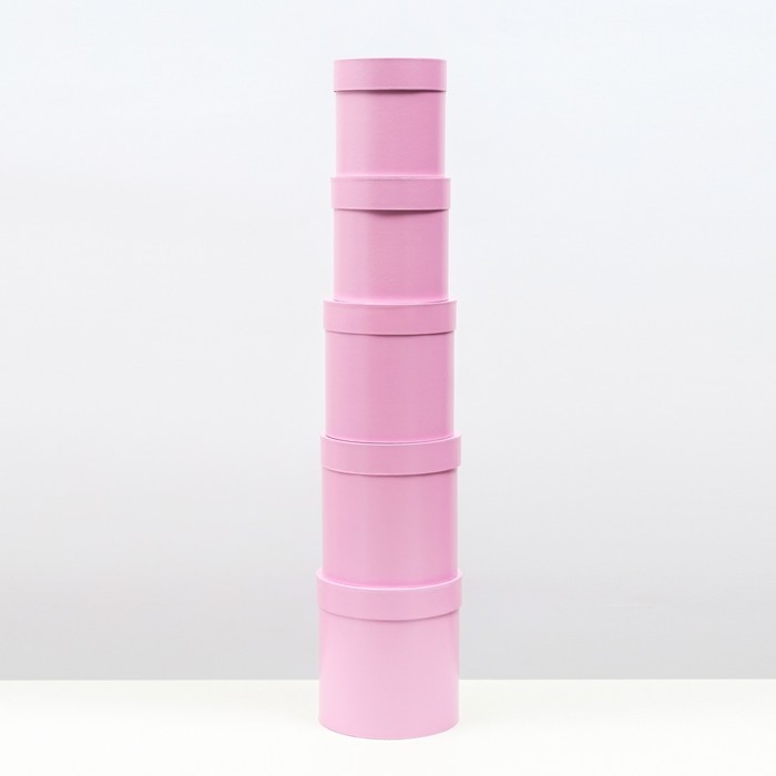 Набор шляпных коробок 5 в 1 "Сирень", 20 &times; 20 &times; 20‒13,5 &times; 13,5 &times; 13,5 см