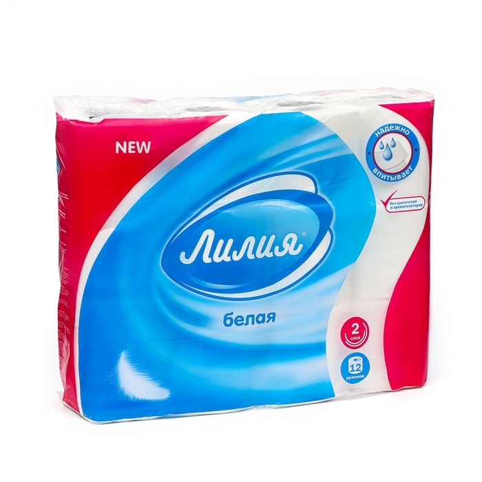 Туалетная бумага Туалетная бумага "Лилия", 2 слоя, 12 рулонов