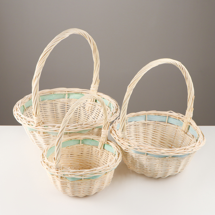 Набор корзин, 3 шт, 33&times;14/36 см, 28&times;12/31 см, 24&times;11/27 см, ива