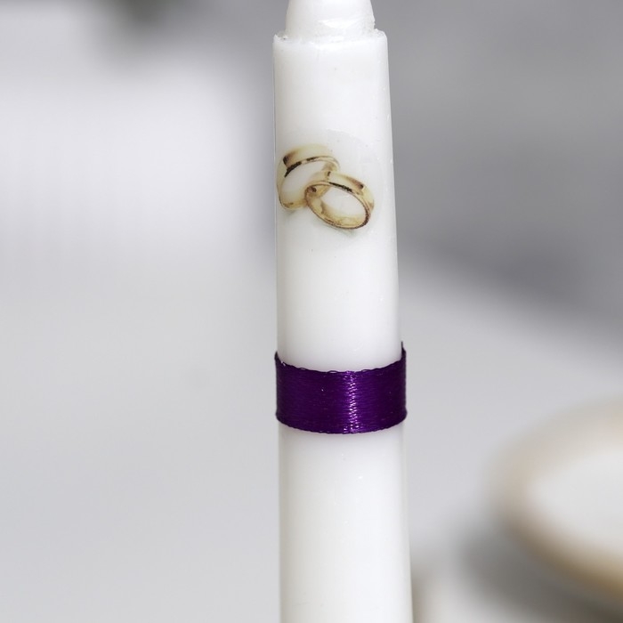 Набор свечей свадебных Набор свечей свадебных "Совет да любовь с розой"фиолетовый:родительские 1,8х15,очаг 5х9,5см