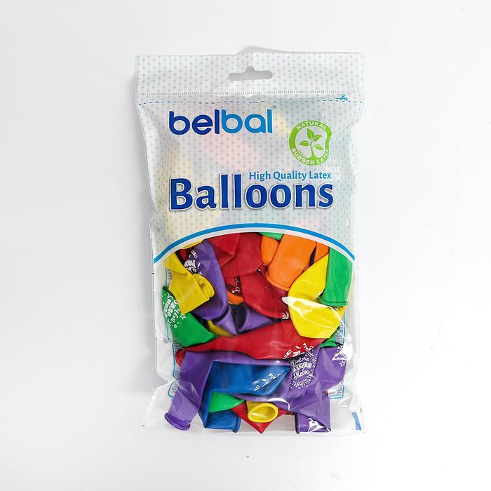 Шар латексный 14" &laquo;С днём рождения! Конфетти, флажки&raquo;, пастель, 2-сторонний, набор 50 шт., МИКС