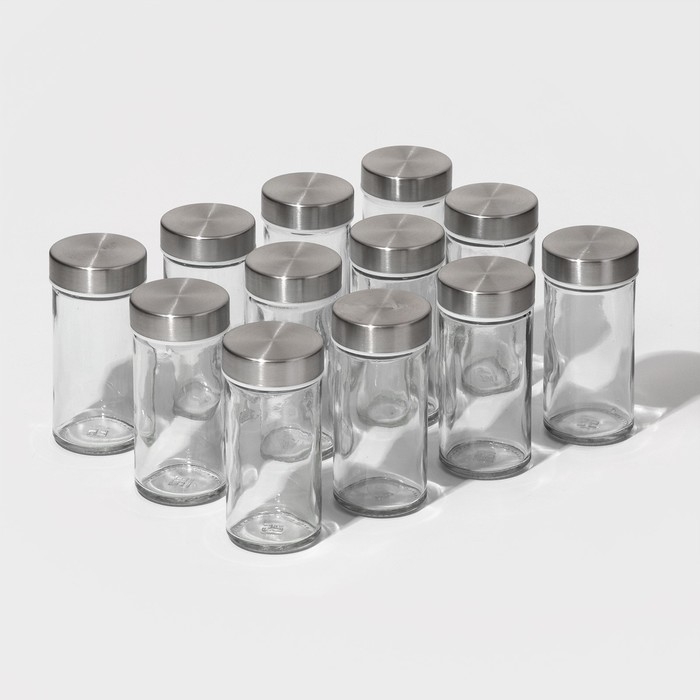 Набор стеклянных баночек для специй на подставке Magistro &laquo;Модерн&raquo;, 12 шт