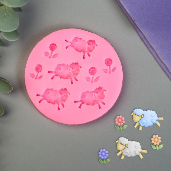 Молд силикон Молд силикон "Барашки и цветочки" 8 предметов 1х7,5х7,5 см