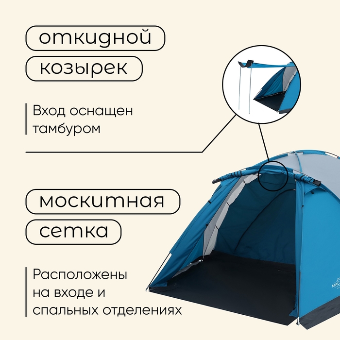 Палатка туристическая, треккинговая maclay WALMO 5, 5-местная, с тамбуром