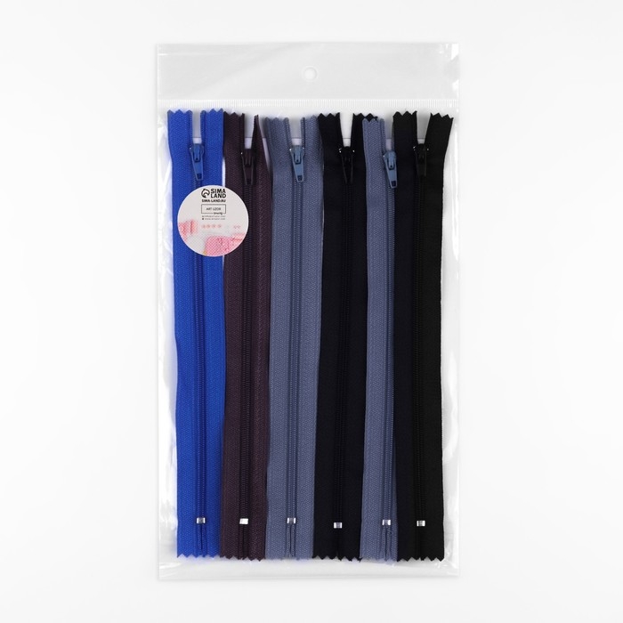 Набор молний &laquo;Спираль&raquo;, №3, неразъёмные, 20 см, 6 шт, цвет разноцветный