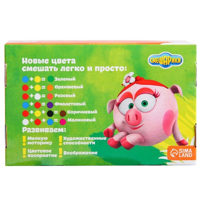 Гуашь 6 цветов по 20 мл, «Смешарики», карамельная Гуашь 6 цветов по 20 мл, «Смешарики», карамельная
