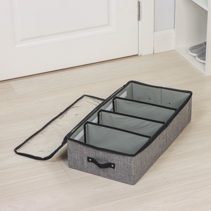 Короб для хранения обуви &laquo;Рон&raquo;, 58&times;30&times;15 см, цвет серый