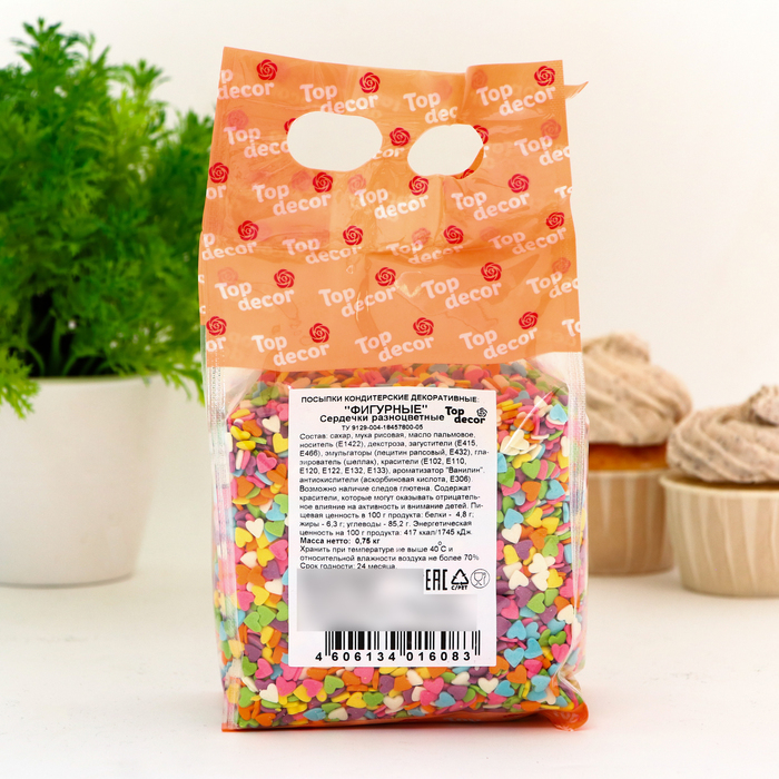 Кондитерская посыпка &laquo;Сердце&raquo;, микс, 750 г