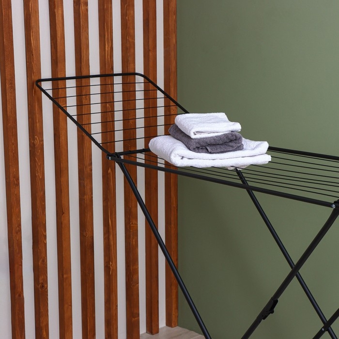 Сушилка для белья напольная складная, рабочая длина 20 м, высота от пола 95 см, ширина 54 см, цвет чёрный Сушилка для белья напольная складная, рабочая длина 20 м, высота от пола 95 см, ширина 54 см, цвет чёрный