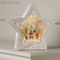 Светодиодная фигура &laquo;Снеговики у ёлки&raquo; 26 &times; 26 &times; 8 см, пластик, батарейки ААх3 (не в комплекте), свечение тёплое белое