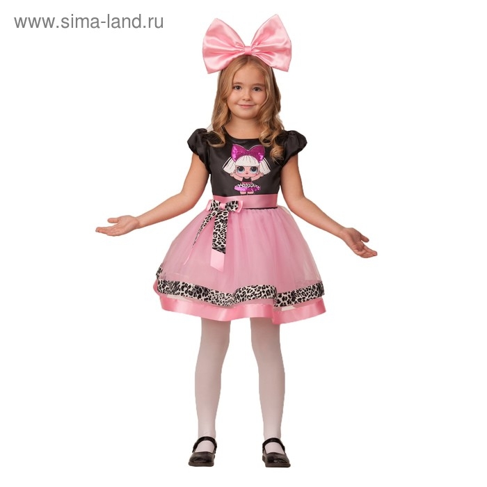 Карнавальный костюм &laquo;Прекрасная дива&raquo;, платье, ободок с бантом, р. 32, рост 122 см