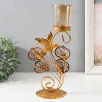 Подсвечник металл, стекло на 1 свечу "Полет колибри" d=4,7 см, золото 15,5х9х27,8 см Подсвечник металл, стекло на 1 свечу "Полет колибри" d=4,7 см, золото 15,5х9х27,8 см